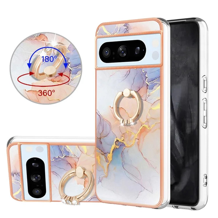 YB IMD Series-6 For Google Pixel 8 Pro TPU Case Electroplating Phone Kickstand Cover