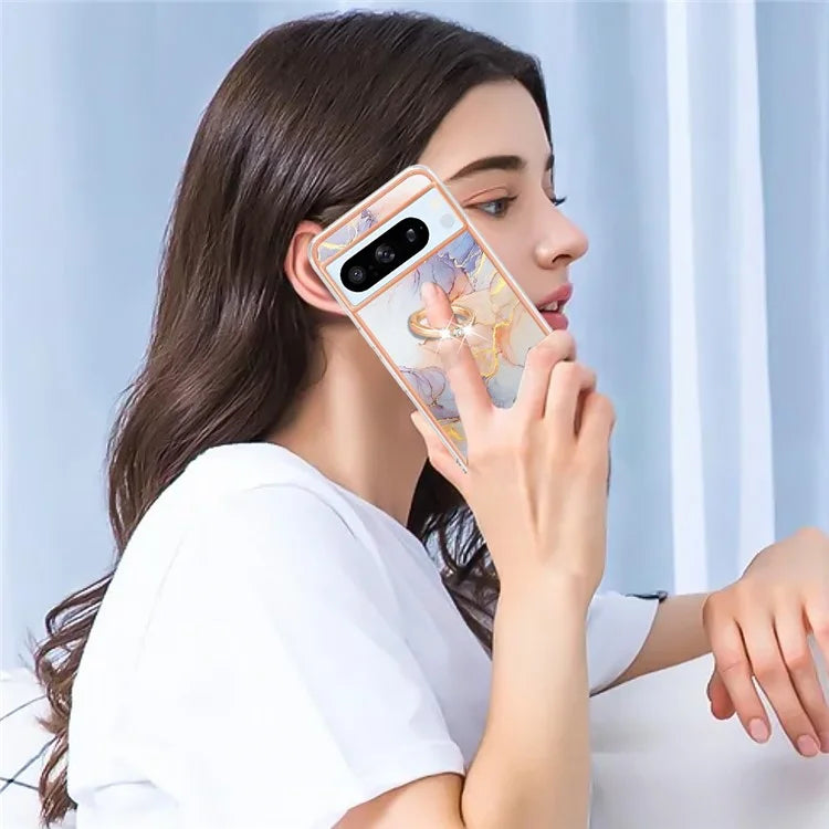 YB IMD Series-6 For Google Pixel 8 Pro TPU Case Electroplating Phone Kickstand Cover