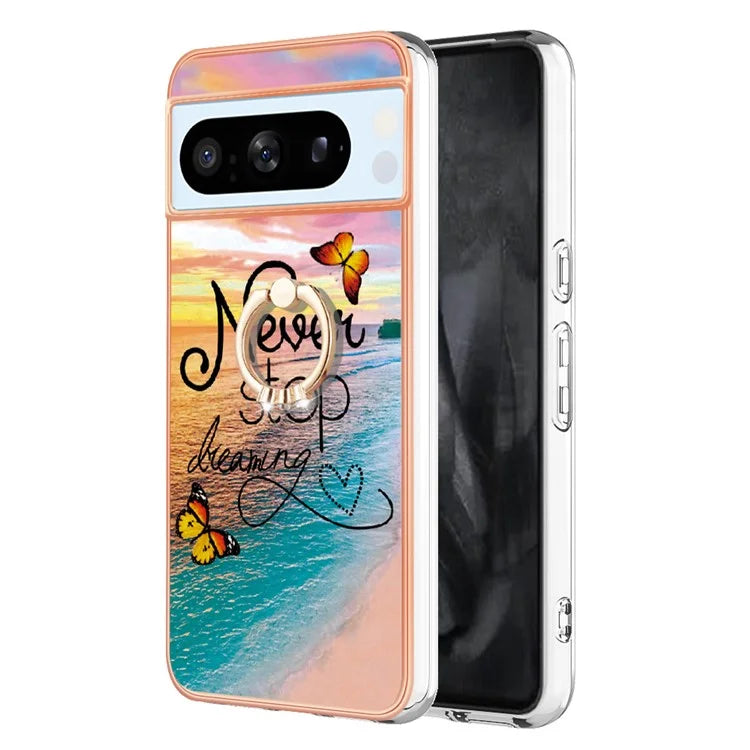 YB IMD Series-6 For Google Pixel 8 Pro TPU Case Electroplating Phone Kickstand Cover