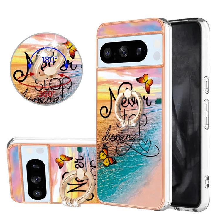 YB IMD Series-6 For Google Pixel 8 Pro TPU Case Electroplating Phone Kickstand Cover