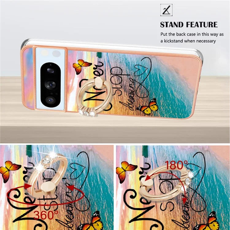 YB IMD Series-6 For Google Pixel 8 Pro TPU Case Electroplating Phone Kickstand Cover