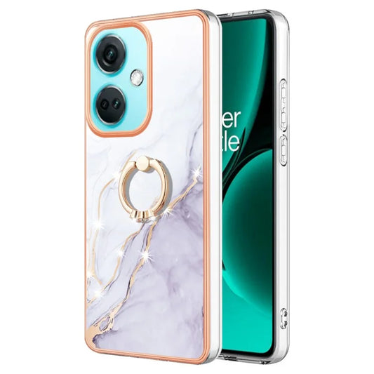 YB IMD Series-10 For OnePlus Nord CE3 5G Case IMD Marble TPU Phone Ring Kickstand Cover