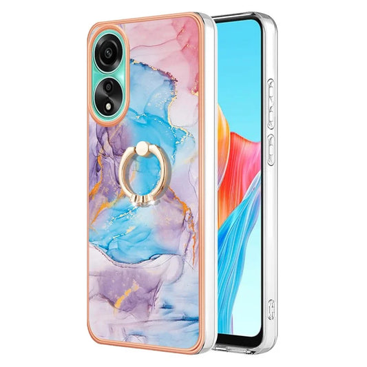 YB IMD Series-6 For Oppo A78 4G Case Marble Pattern Rotary Kickstand Phone TPU Cover
