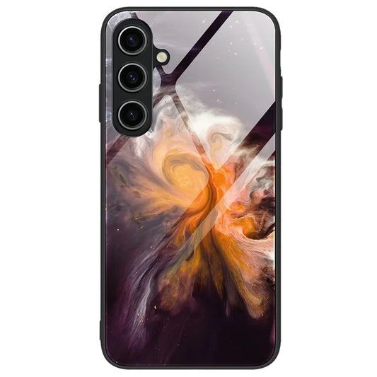 For Samsung Galaxy A25 5G (Global) (161.0 x 76.5 x 8.3mm) Case Marble Pattern Tempered Glass+PC+TPU Hybrid Phone Case