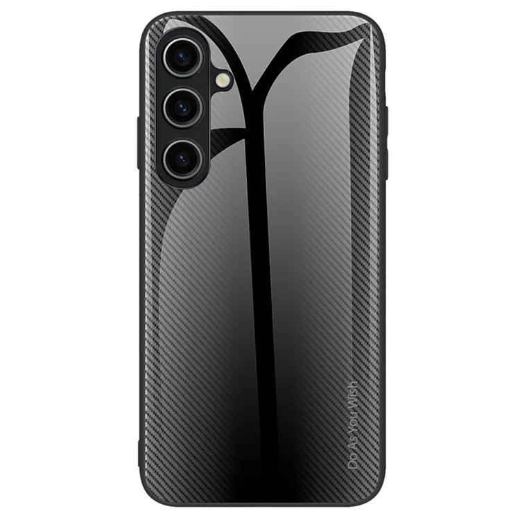 For Samsung Galaxy A25 5G (Global) (161.0 x 76.5 x 8.3mm) Tempered Glass Phone Case Carbon Fiber Texture Cover