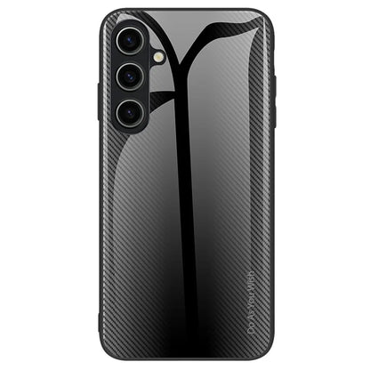 For Samsung Galaxy A25 5G (Global) (161.0 x 76.5 x 8.3mm) Tempered Glass Phone Case Carbon Fiber Texture Cover