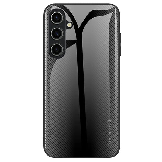For Samsung Galaxy A25 5G (Global) (161.0 x 76.5 x 8.3mm) Tempered Glass Phone Case Carbon Fiber Texture Cover