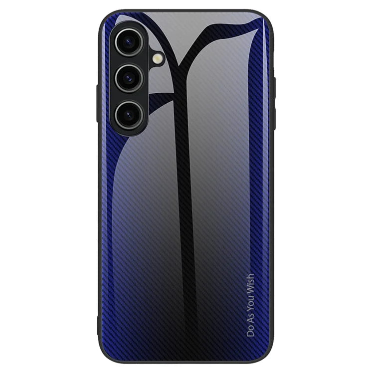 For Samsung Galaxy A25 5G (Global) (161.0 x 76.5 x 8.3mm) Tempered Glass Phone Case Carbon Fiber Texture Cover