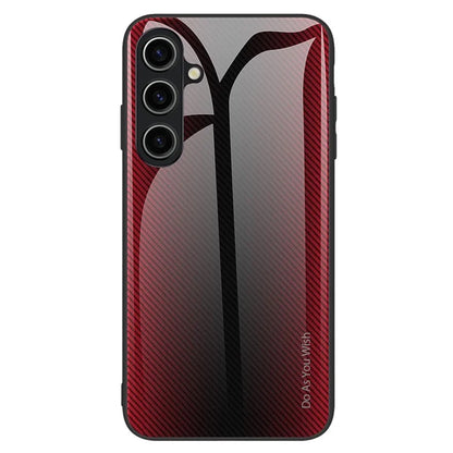 For Samsung Galaxy A25 5G (Global) (161.0 x 76.5 x 8.3mm) Tempered Glass Phone Case Carbon Fiber Texture Cover