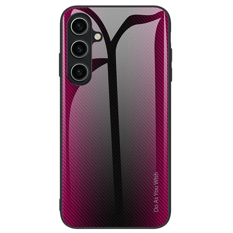 For Samsung Galaxy A25 5G (Global) (161.0 x 76.5 x 8.3mm) Tempered Glass Phone Case Carbon Fiber Texture Cover