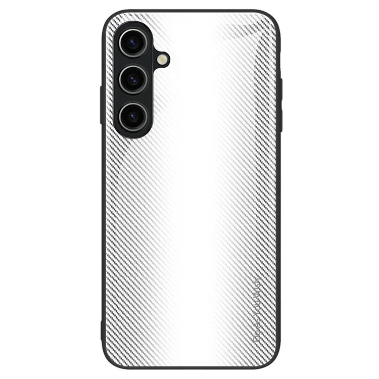 For Samsung Galaxy A25 5G (Global) (161.0 x 76.5 x 8.3mm) Tempered Glass Phone Case Carbon Fiber Texture Cover
