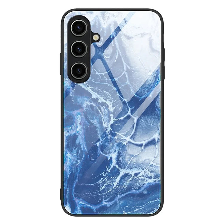 For Samsung Galaxy A05s 4G Case Marble Pattern Tempered Glass+PC+TPU Slim Phone Cover