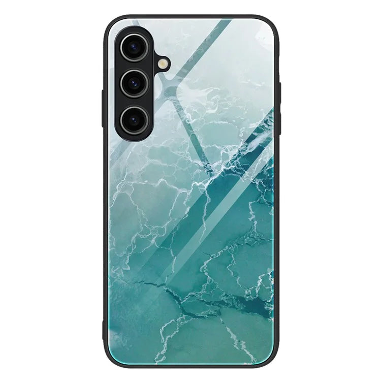 For Samsung Galaxy A05s 4G Case Marble Pattern Tempered Glass+PC+TPU Slim Phone Cover
