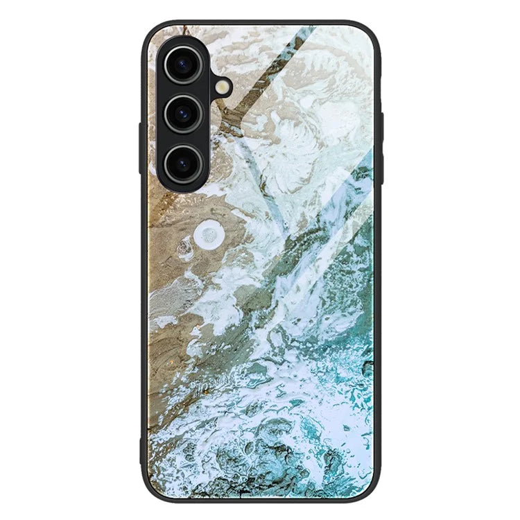 For Samsung Galaxy A05s 4G Case Marble Pattern Tempered Glass+PC+TPU Slim Phone Cover