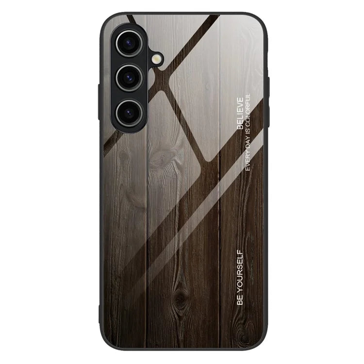 For Samsung Galaxy A05s 4G Slim Case Wood Texture Tempered Glass TPU Shockproof Phone Cover