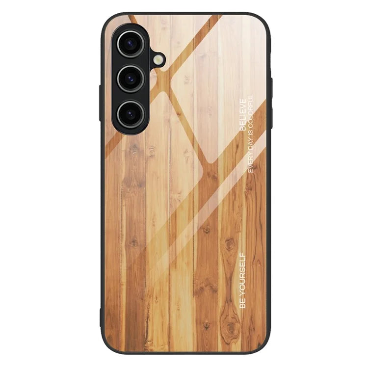 For Samsung Galaxy A05s 4G Slim Case Wood Texture Tempered Glass TPU Shockproof Phone Cover