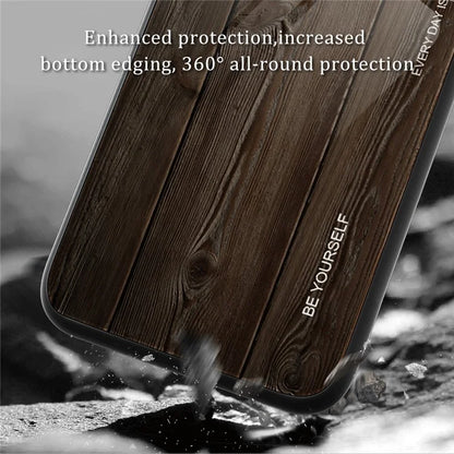 For Samsung Galaxy S24 Ultra Case Wood Texture Tempered Glass TPU Protective Phone Case