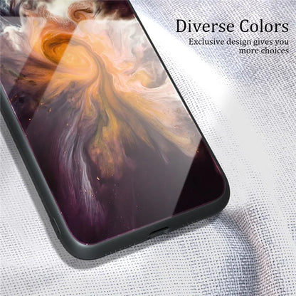 For Samsung Galaxy S24+ Case Marble Pattern Tempered Glass+PC+TPU Shockproof Phone Case