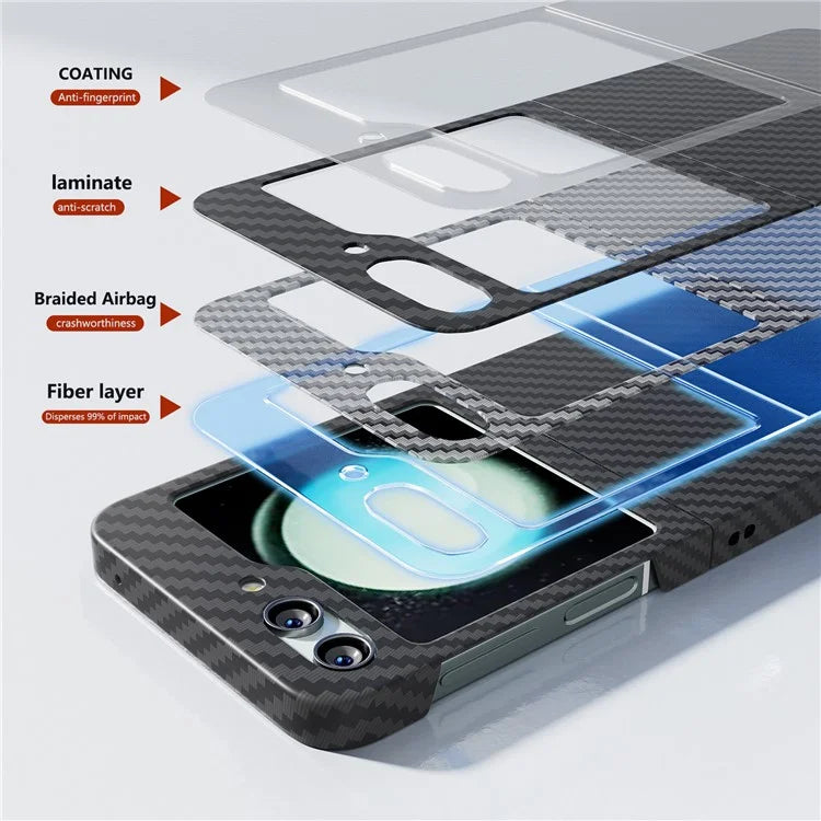 For Samsung Galaxy Z Flip5 5G Case Anti-scratch Carbon Fiber Texture Phone Cover