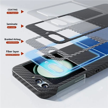 For Samsung Galaxy Z Flip5 5G Case Anti-scratch Carbon Fiber Texture Phone Cover