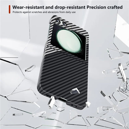 For Samsung Galaxy Z Flip5 5G Case Anti-scratch Carbon Fiber Texture Phone Cover+Silver