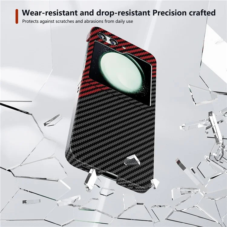 For Samsung Galaxy Z Flip5 5G Case Anti-scratch Carbon Fiber Texture Phone Cover+Red