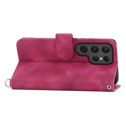 For Samsung Galaxy S24 Ultra Case Skin-touch Wallet Stand Leather Cover with Straps