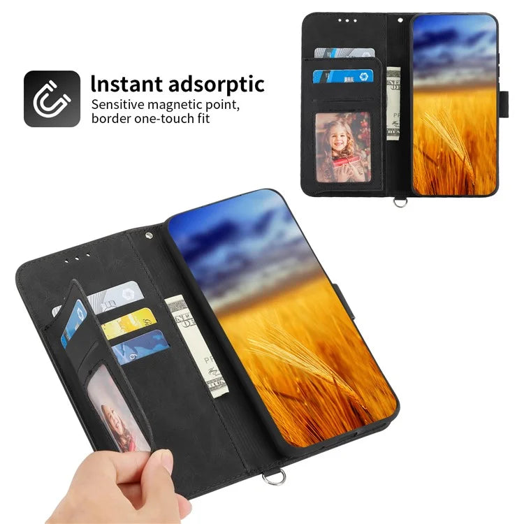 For Samsung Galaxy S24+ Case Multiple Card Slots Leather Wallet Cover with Straps