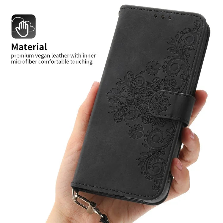 For Samsung Galaxy S24+ Case Multiple Card Slots Leather Wallet Cover with Straps