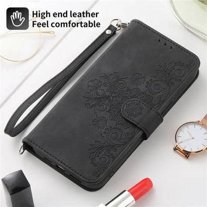 For Samsung Galaxy S24+ Case Multiple Card Slots Leather Wallet Cover with Straps