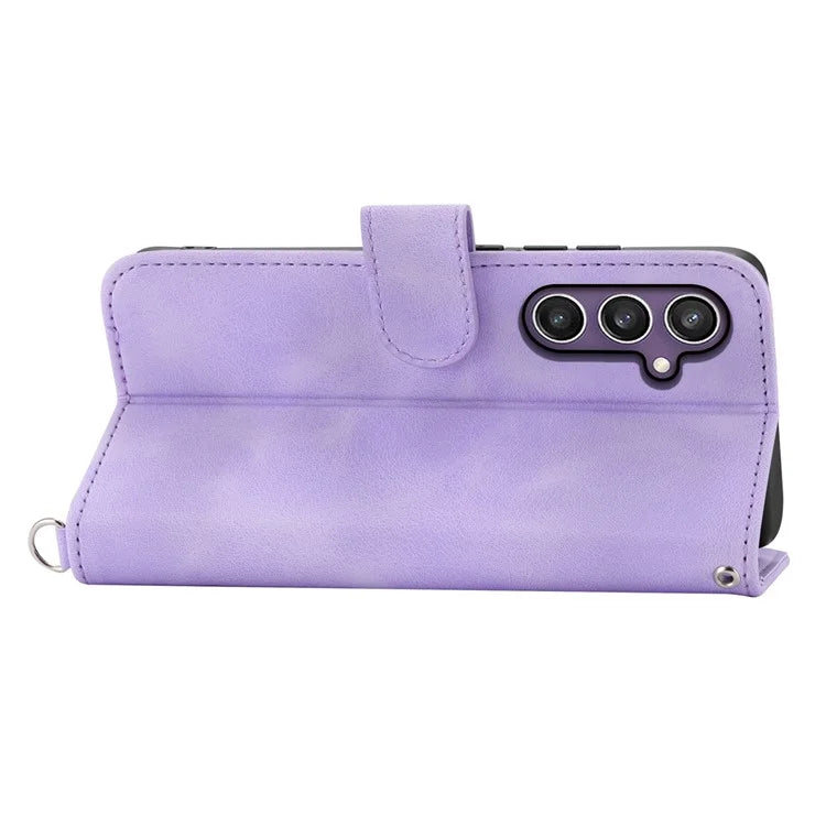 For Samsung Galaxy S24+ Case Multiple Card Slots Leather Wallet Cover with Straps
