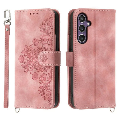 For Samsung Galaxy S24+ Case Multiple Card Slots Leather Wallet Cover with Straps