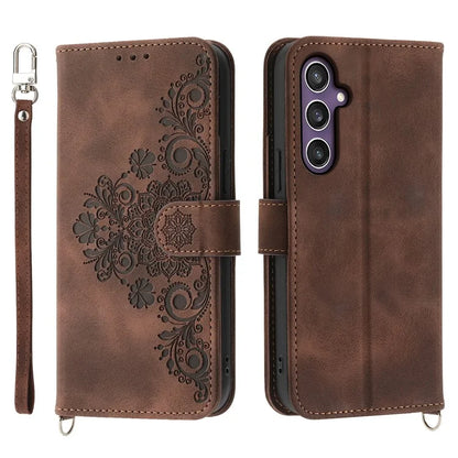 For Samsung Galaxy S24+ Case Multiple Card Slots Leather Wallet Cover with Straps