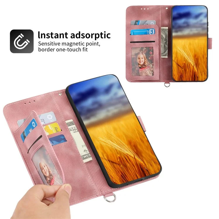 For Samsung Galaxy A25 5G (Global) (161.0 x 76.5 x 8.3mm) Case Flower Imprinted Phone Leather Cover with Straps