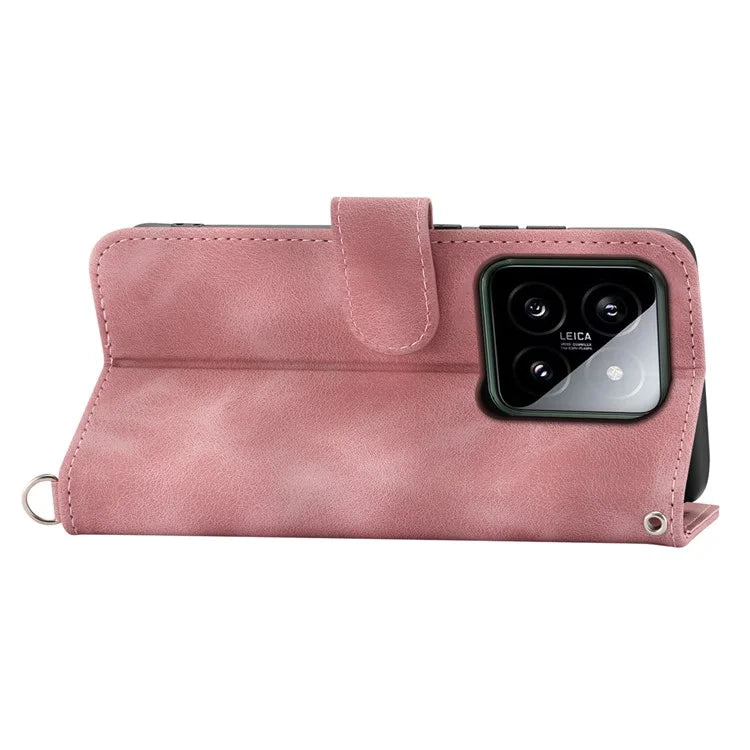 For Xiaomi 14 Case Wallet Imprinted Flower Leather Phone Cover with 2 Straps