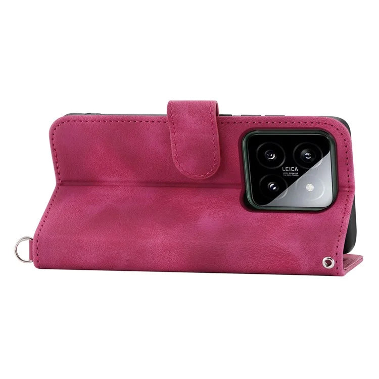 For Xiaomi 14 Case Wallet Imprinted Flower Leather Phone Cover with 2 Straps