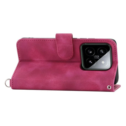 For Xiaomi 14 Case Wallet Imprinted Flower Leather Phone Cover with 2 Straps
