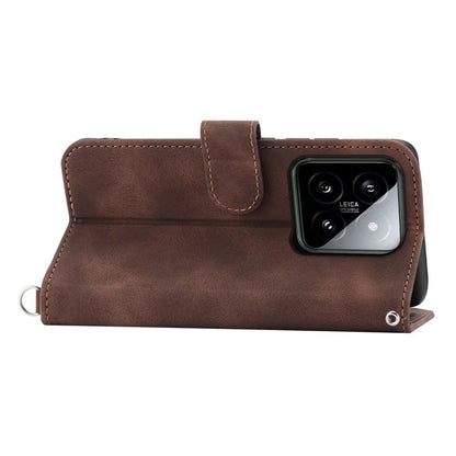 For Xiaomi 14 Case Wallet Imprinted Flower Leather Phone Cover with 2 Straps
