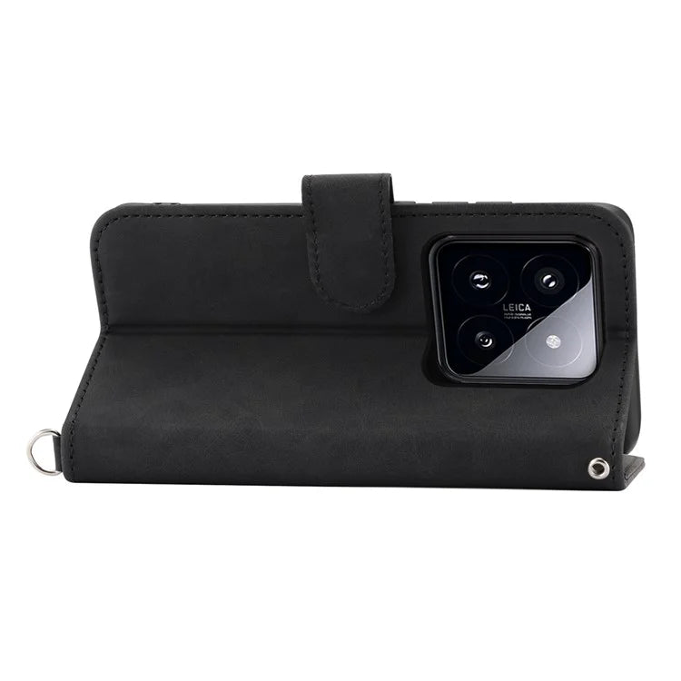 For Xiaomi 14 Pro Case Wallet Leather Phone Cover with Hand Strap + Shoulder Strap