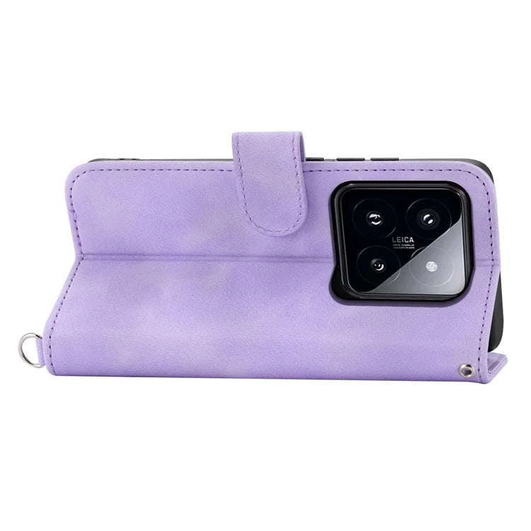 For Xiaomi 14 Pro Case Wallet Leather Phone Cover with Hand Strap + Shoulder Strap