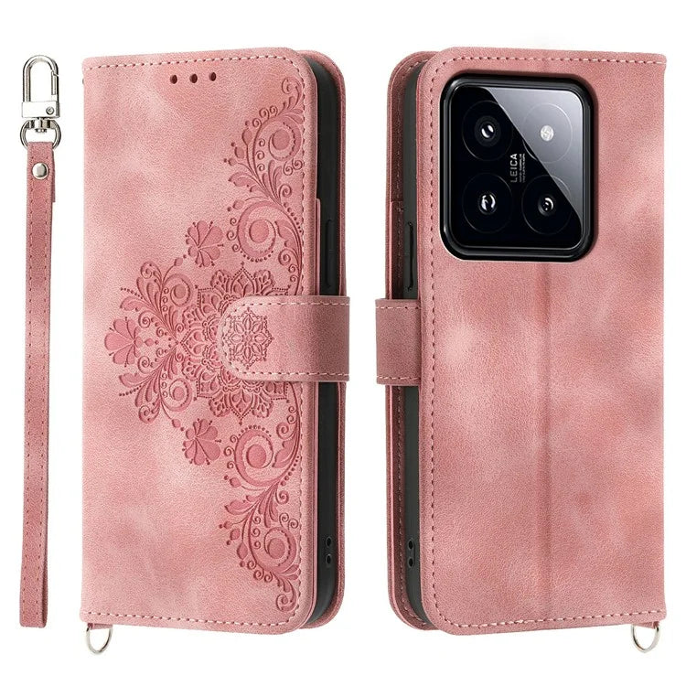 For Xiaomi 14 Pro Case Wallet Leather Phone Cover with Hand Strap + Shoulder Strap