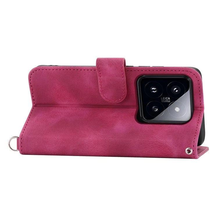 For Xiaomi 14 Pro Case Wallet Leather Phone Cover with Hand Strap + Shoulder Strap