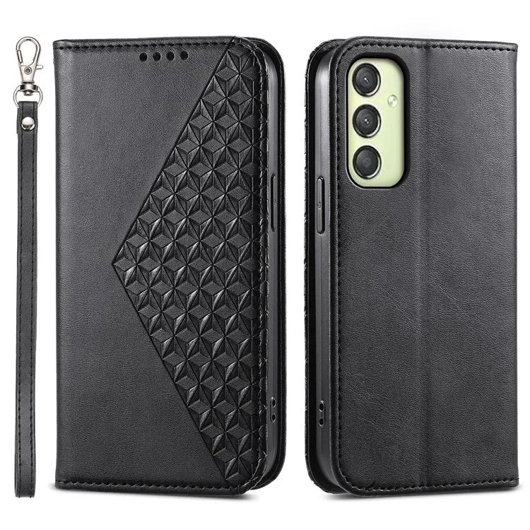 For Samsung Galaxy A25 5G (Global) (161.0 x 76.5 x 8.3mm) Case Calf Texture Imprinted Rhombus Pattern Phone Cover