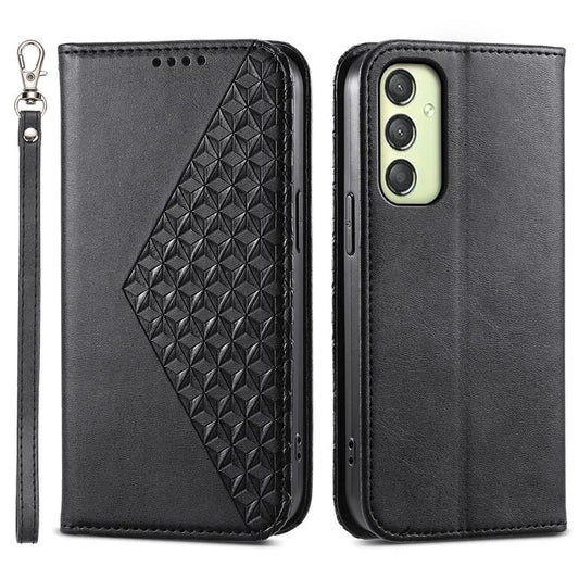 For Samsung Galaxy A25 5G (Global) (161.0 x 76.5 x 8.3mm) Case Calf Texture Imprinted Rhombus Pattern Phone Cover