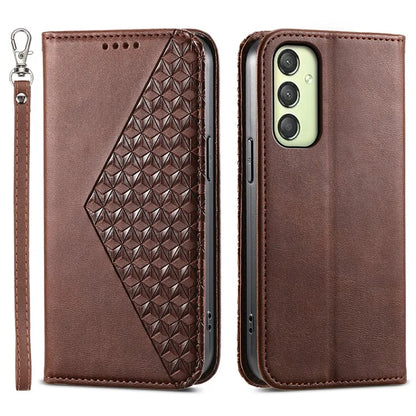 For Samsung Galaxy A25 5G (Global) (161.0 x 76.5 x 8.3mm) Case Calf Texture Imprinted Rhombus Pattern Phone Cover