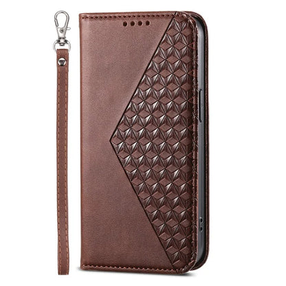 For Samsung Galaxy A25 5G (Global) (161.0 x 76.5 x 8.3mm) Case Calf Texture Imprinted Rhombus Pattern Phone Cover