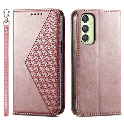 For Samsung Galaxy A25 5G (Global) (161.0 x 76.5 x 8.3mm) Case Calf Texture Imprinted Rhombus Pattern Phone Cover