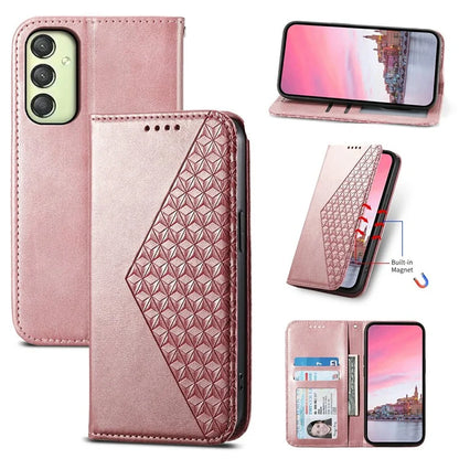For Samsung Galaxy A25 5G (Global) (161.0 x 76.5 x 8.3mm) Case Calf Texture Imprinted Rhombus Pattern Phone Cover