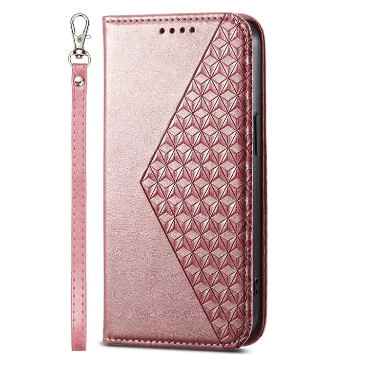 For Samsung Galaxy A25 5G (Global) (161.0 x 76.5 x 8.3mm) Case Calf Texture Imprinted Rhombus Pattern Phone Cover