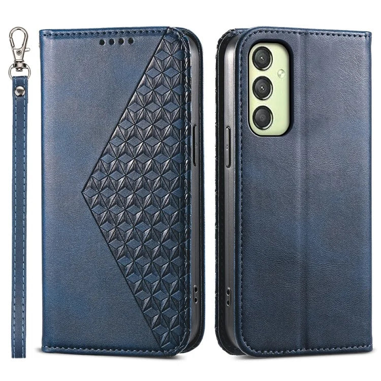 For Samsung Galaxy A25 5G (Global) (161.0 x 76.5 x 8.3mm) Case Calf Texture Imprinted Rhombus Pattern Phone Cover